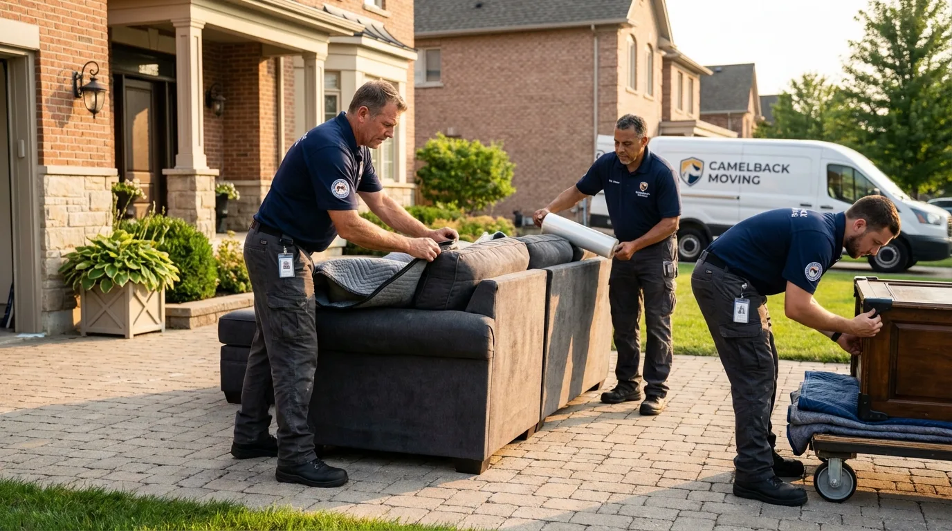 Large estate moving crew wrapping furniture in Edgar, WI