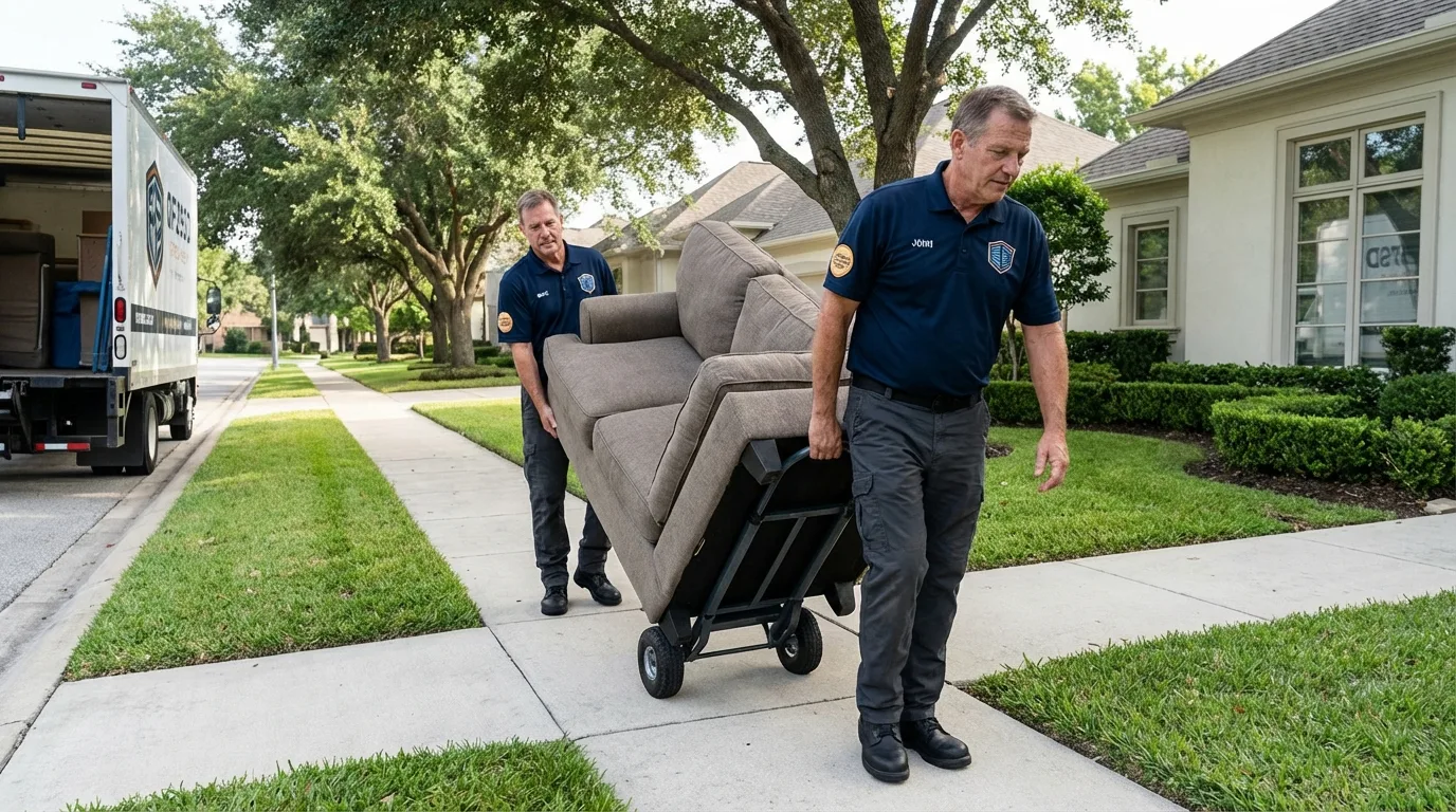 Local residential moving crew loading furniture in Edgar, WI